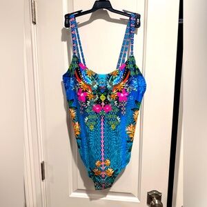 TOGS Australia One Piece Tropical Rhinestone Bathing Suit Sz 12 (8) NWT